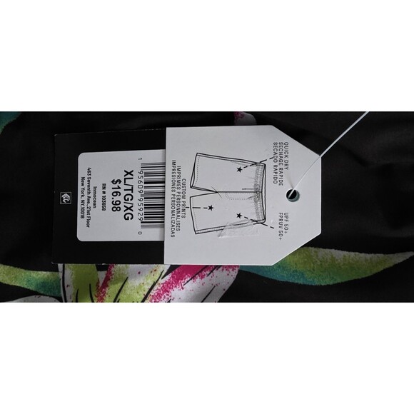 Hot‎ Coals Men’s 8" Swim Trunks XL Elastic Waist GREEN Floral Print Boardshorts - Picture 6 of 7